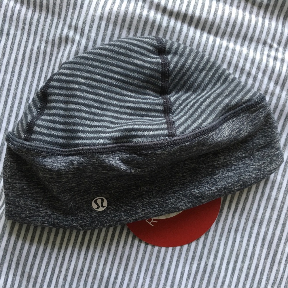 Lululemon Grey-Striped Brisk Run Toque